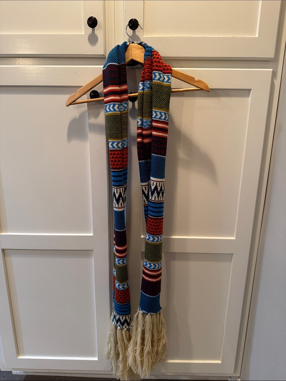 Blue Multi-Color Vintage Woven Tassel Scarf